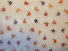 Multicolor Flowers on Cream Colored Cotton Fabric 44" Wide x 36 " long