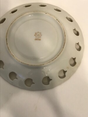 Vtg Lusterware Tea Cup and Saucer Reticulated Yellow / Gray Rose