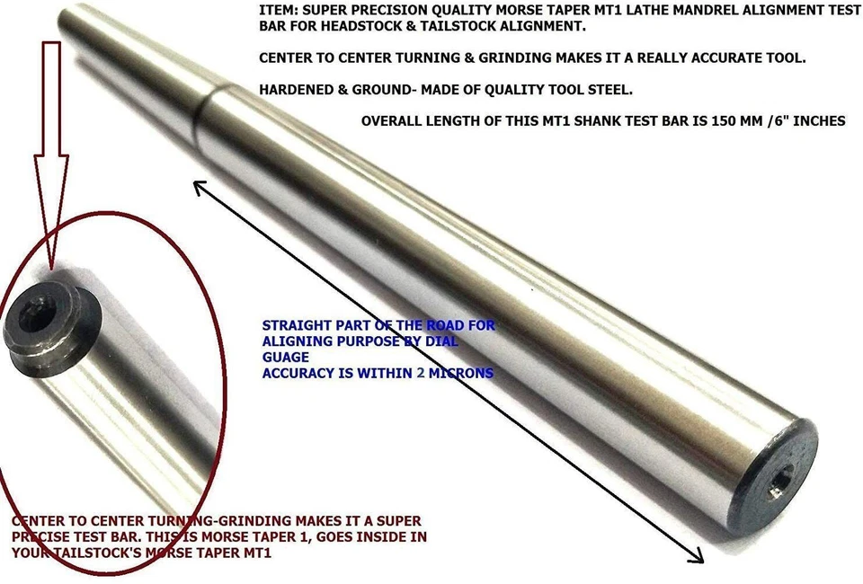 Lathe Tailstock Alignment Mendral Test Bar - Image 3 of 4