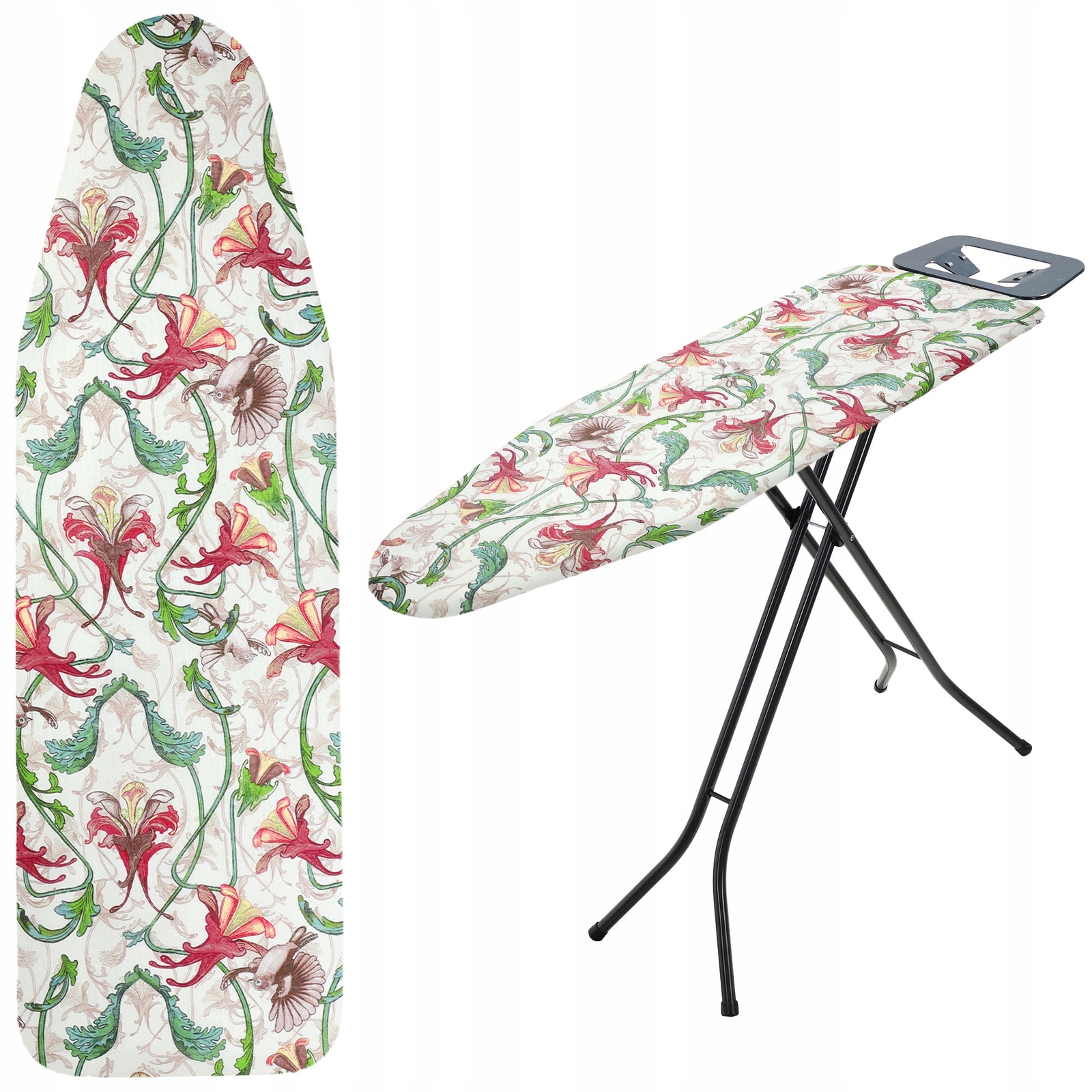 KADAX Copriasse da Stiro con Coulisse, 112x32 cm, Fiori Rossi