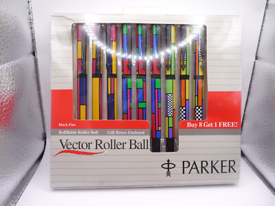Parker Vintage 1993 Stained Glass Vector Roller ball pen--lot of 3