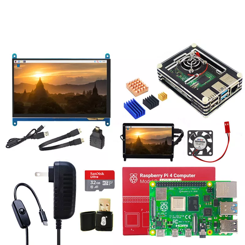 Raspberry Pi 4 2GB 4GB 8GB Starter Kit 7 in Touch Screen Case Power Supply