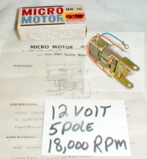 MN-30 Slot Car Motor 5 Pole In-Line 18,000 RPM 12 Volt Tradeship Vintage NOS