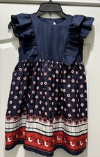 Janie And Jack Navy Red And White Dress Ruffle Size 7 Girls