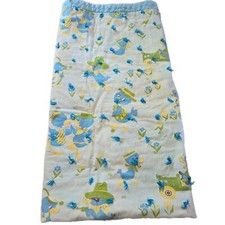 Vtg Quilt Baby Boy Blue Ducks Yellow 1960s 32.5" X 50" Blanket Handmade Retro