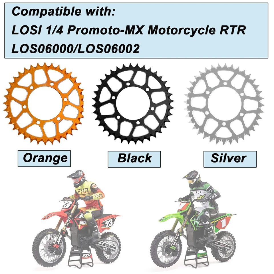 Piñón de cadena de cubo de aluminio 7075 para motocicleta LOSI 1/4 Promoto-MX LOS06002 Foto 2 de 4