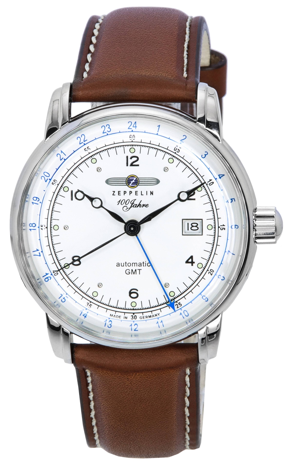 Zeppelin 100 Jahre GMT Cinturino in Pelle Automatico 86661 50M Orologio da Uomo