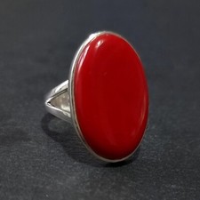 Natural Red Coral Ring 925 Sterling Silver Handmade Ring Bohemian Hippie Ring