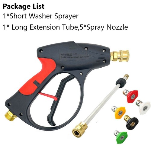 High Pressure Car Power Washer Gun Spray Long Wand Lance Hose 5 Nozzles M22 14mm - Picture 17 of 20