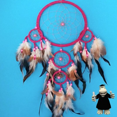 Fuchsia rosa großer Wildleder Traumfänger Kinder Schlafzimmer Dekoration Strumpffüller