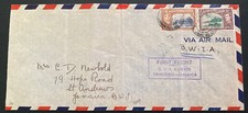1944 Port Of Spain Trinidad & Tobago First Flight Airmail  Cover FFC To Jamaica