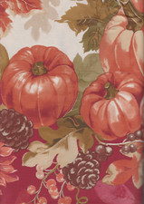 Bountiful Harvest Autumn Vinyl Tablecloth, Fall Pumpkins Leaves 60 x 84 inches