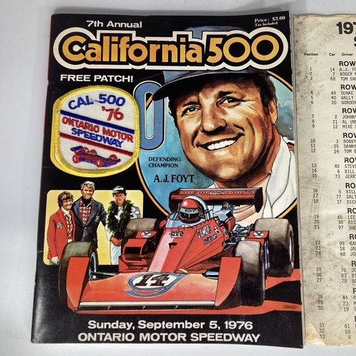 California 500 AJ Foyt séptima revista anual con parche Ontario Motor Speedway 1976 - Imagen 2 de 12
