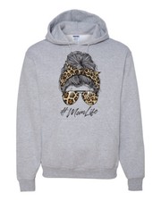 Mom Life Messy Hair Bandana Leopard Mothers Day Men Women Hooded Sweatshirt
