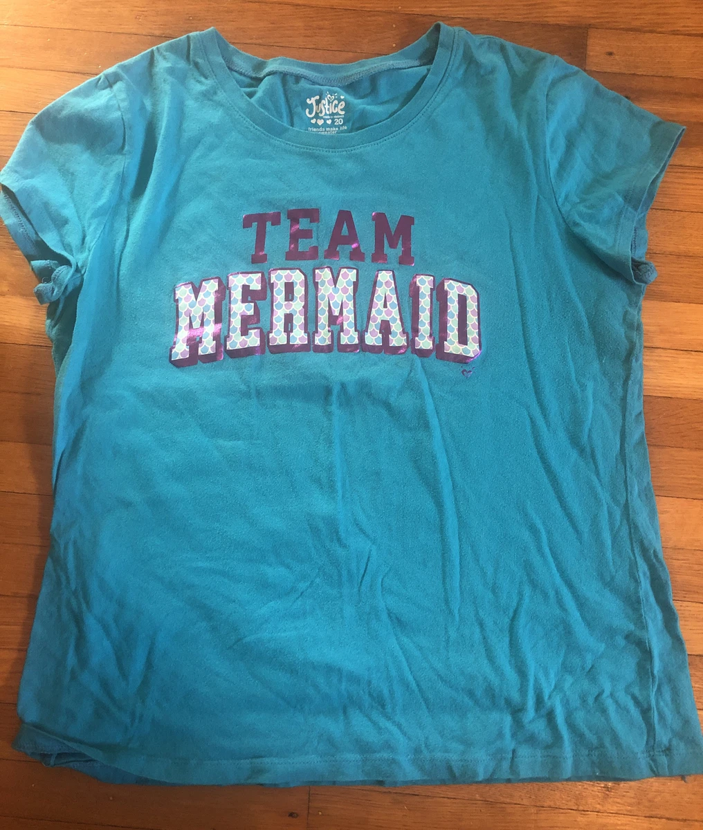 Justice Girls Shirt Team Mermaid Size 20 EUC