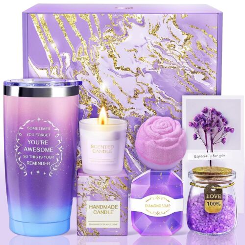 Relaxing Spa Care Package for Happy Birthday, Purple Christmas Gifts Basket Set