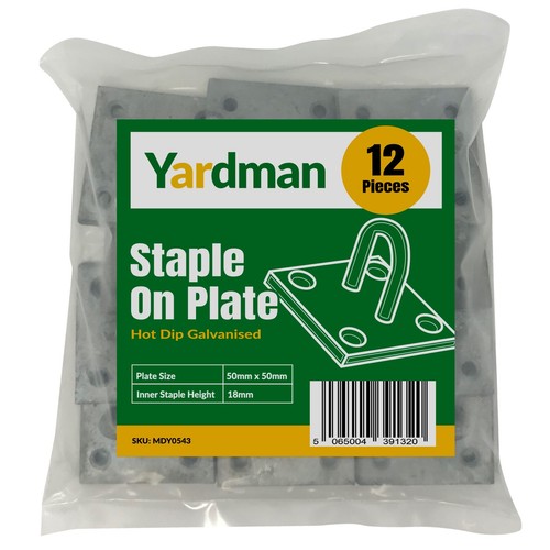 YARDMAN Staple on Square Plate 12-pce 50mm x 50mm Wall Floor Mount Galvanised - Picture 4 of 5