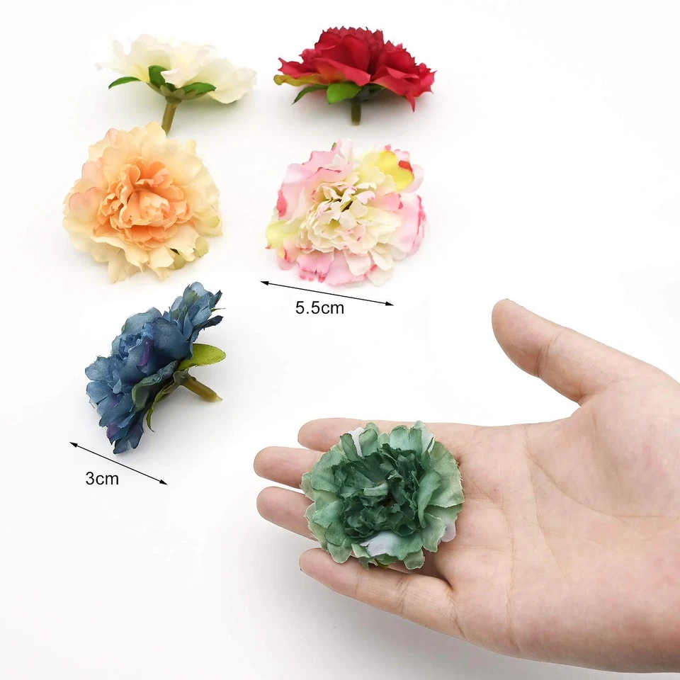 Fleurs Artificielles Capitules 30 Pièces Fleurs en Tissu Multicolores 5.5 CM ... - Photo 2/4