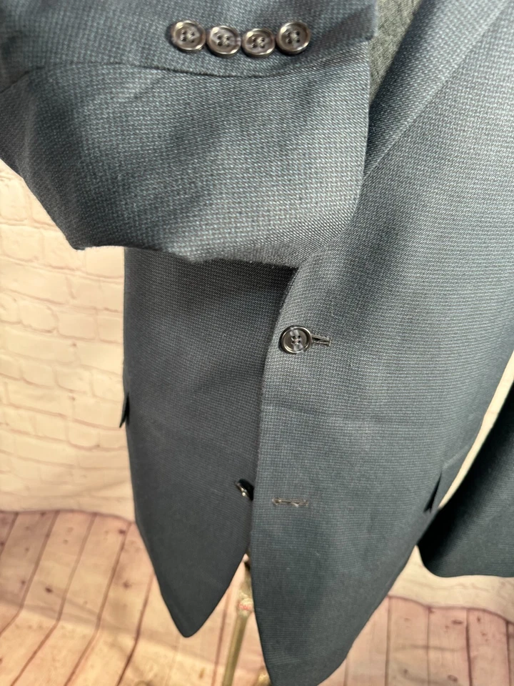 ANDREW FEZZA Mens Navy Blue REG FIT 2 Button Sport Coat Blazer Jacket SIZE 44L - Image 4 of 4