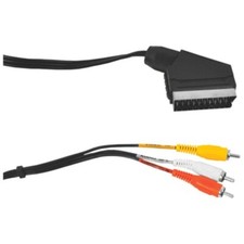 SCART Male to 3 x RCA Phono Plugs for TV Audio and Video Male 1.2m Cable