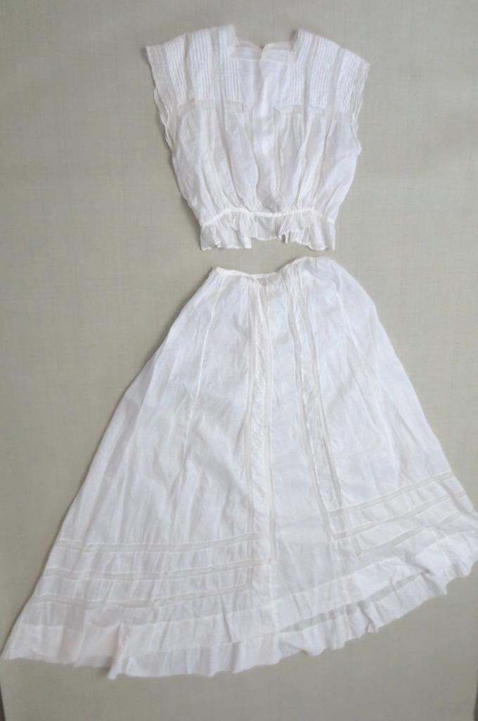Antique Victorian Camisole & Petticoat White Cott… - image 10