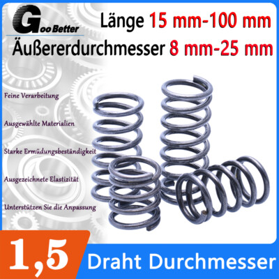 Druckfeder 1,5 mm Drahtdurchmesser Federstahl  Kleine Feder / Spiralfeder