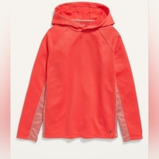 Boys Old Navy Two-Tone Mesh Performance Hoodie, Lava Flow, Size Medium, NWT