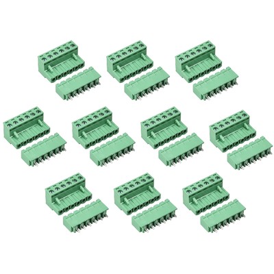 Cermant 10 Set 6 Pin 5.08mm (0.2inch) Pitch Male Female PCB Screw Terminal Bl...