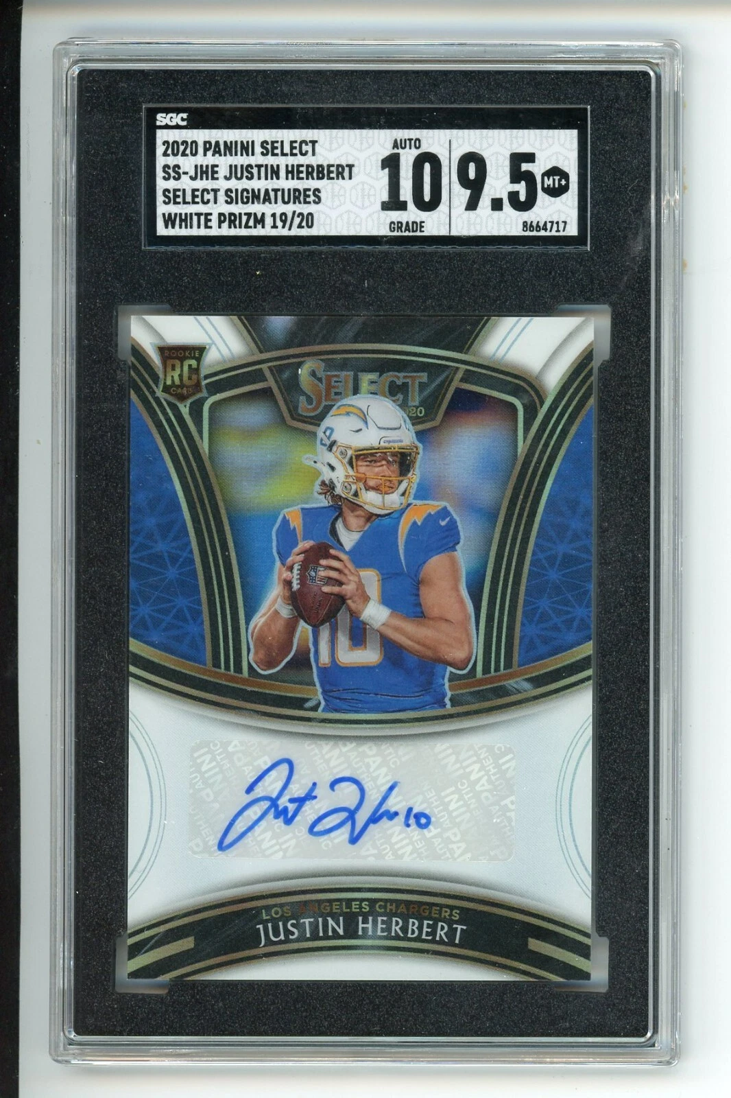 Justin Herbert Panini Select Select Signatures Prizm #SSJHE White