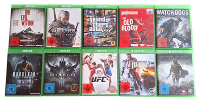10x Xbox One Konvolut - GTA - Wolfenstein - Witcher - Battlefield u.a. - Top