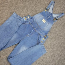 Kidscool Space Overalls Youth 160cm Blue Denim Jean Wear Streetwear Side Button