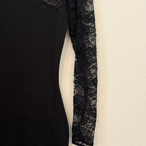 H&M Women’s Black Lace Long Sleeve Bodycon Dress XS Party Cocktail Evening - Picture 4 of 6