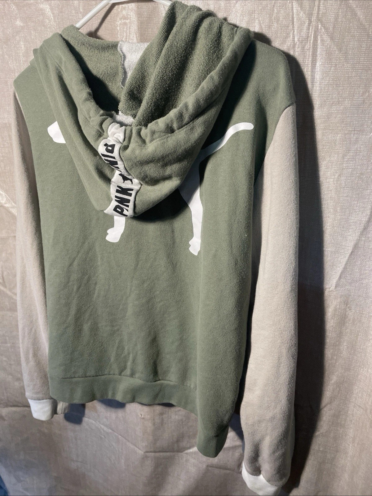 UNDERCOVER Victoria's Secret rosa felpa con cappuccio donna S verde con logo cane giacca zip intera Terry