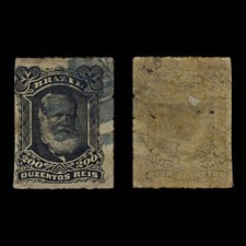 4366 Brazil SG62 200 Reis Black. 1877. Sc#73 Mi43 Good Used. C£19