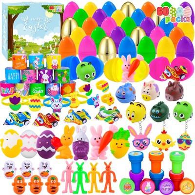 60PACK Pre Filled Easter Eggs with Party Favors Assortment Bulk,Easter Party ...