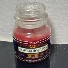 Yankee Candle Home For The Holidays Black Band 3.7 OZ Glass Jar Vintage Xmas