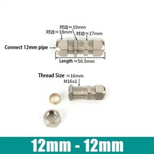 Bulkhead Straight Compression Fitting Nickel Plated Copper Gas Pipe Tube Connect