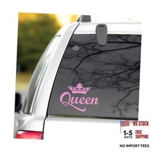 Queen Crown Car Sticker, 5.7" 4.0" Elegant Queen Vinyl Decal for Ladies Pink