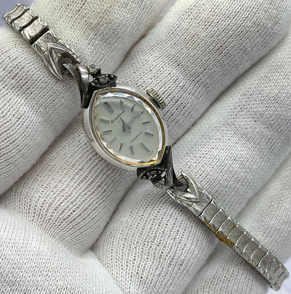 Reloj De Colección Seiko Solar Diashock 10-7760 WGF Para Mujer Cuerda Manual 21 Joyas ~ Funciona Foto 2 de 4