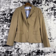 J Crew Original Schoolboy Blazer Womens Size 4 Beige Gold Buttons Preppy Academy