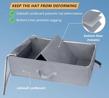 Large Hat Storage Box for Baseball Caps, Holds Up to 50 Caps Wide Hat Organiz...