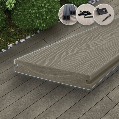 WPC Massiv Terrassendielen 23mm Komplettset Premium Diele Komplettbausatz 6-90m²