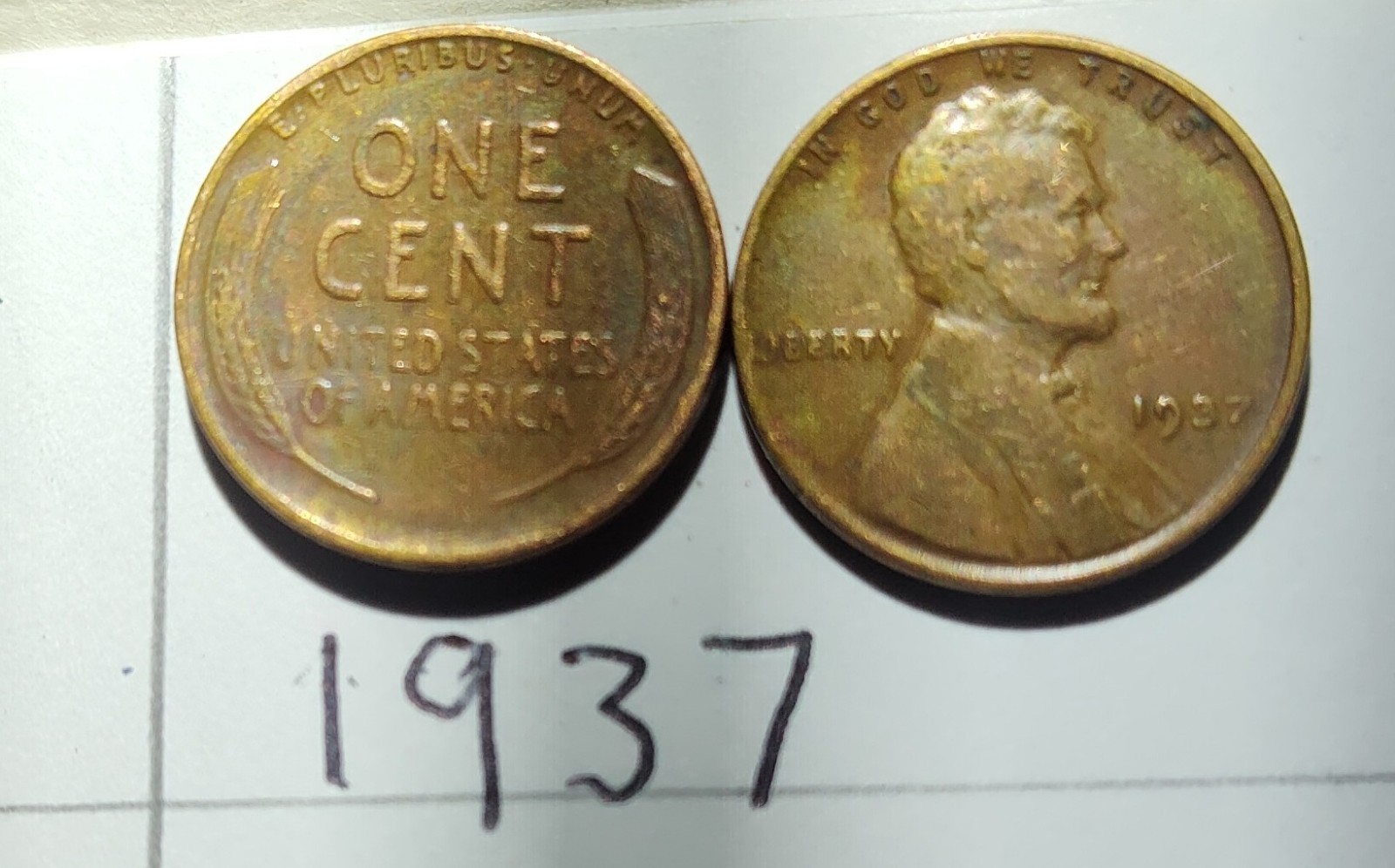 Lincoln Wheat 1937 Small Cent Bronze BN Circulated Business Strike US Coin