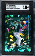 2021 Donruss Optic #186 Jesus Luzardo GREEN CRACKED ICE PRIZM /7 SGC 10 GEM MINT