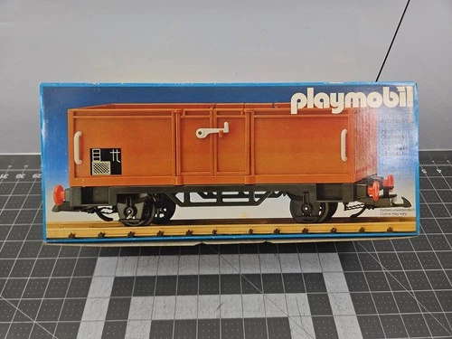 Vintage Playmobil Geobra 4110 Train Wagon High Board Wagon Brown Original Box
