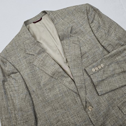Hart Schaffner Marx, Hart Schaffner & Marx Blazer Men 44R Silk USA Made Vintage Windowpane Blue Beige
