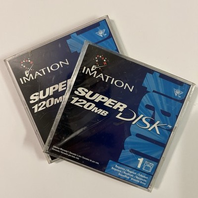 Imation 3.5 SuperDisk LS-120 120MB Disks Jewel Case 2 Pack Vintage Floppy