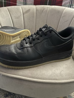 Nike Air Force 1 Black Gum Low Top Leather Sneakers Lace Up Athletic Shoes