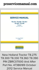 New Holland Series Tractors TM120 TM130 TM140 TM155 TM175 TM190 Service Manual