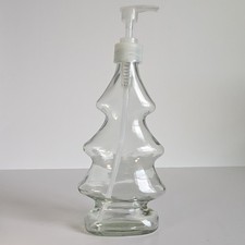Clear Glass Christmas Tree Soap Dispenser 9 Inch Holiday Bathroom Decor